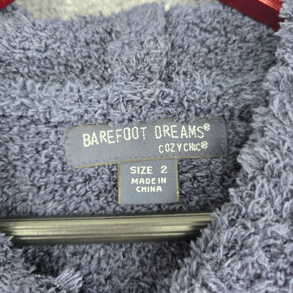 Barefoot Dreams CozyChic Adult Hooded Robe Carbon Gray Half Zip 589 Size 2 NWT - Picture 4 of 7